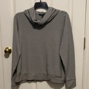 Ralph Lauren Black and White Striped Cowl Neck Sweatshirt